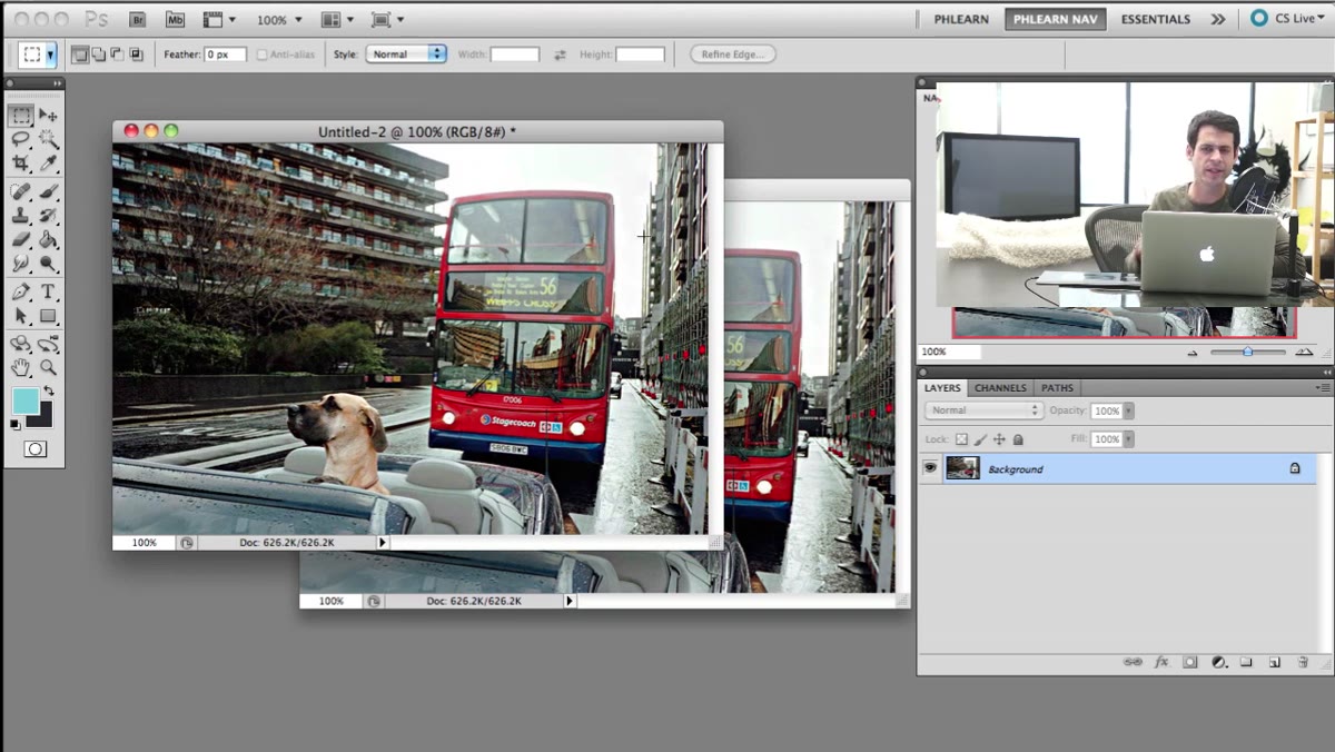 New document created from duplicated layer showing in Photoshop