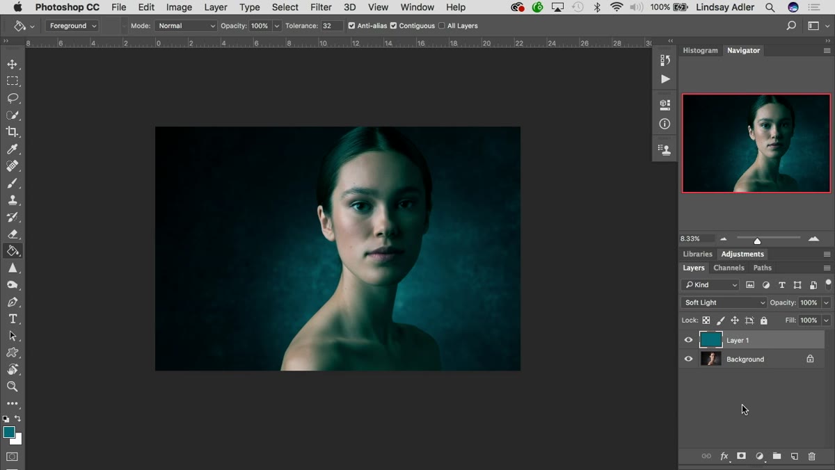 Blend mode dropdown set to Soft Light in layers panel