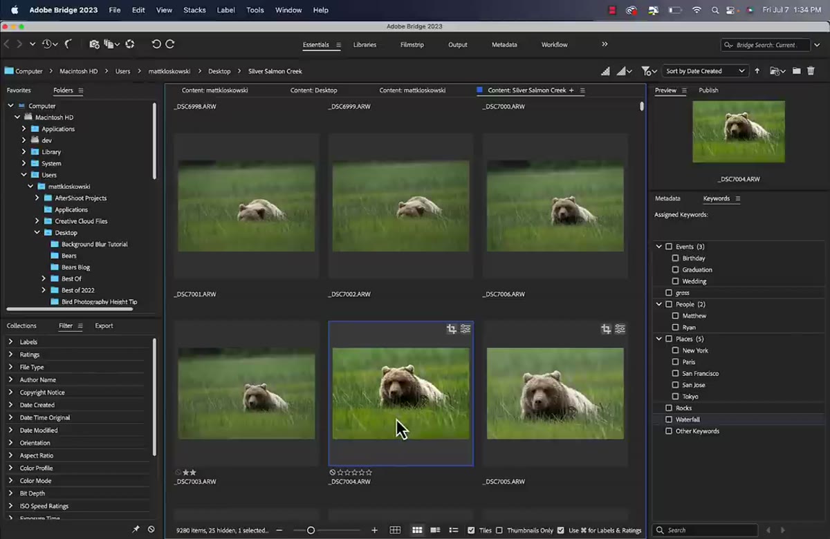 Lightroom showing imported photo with Camera Raw edits applied
