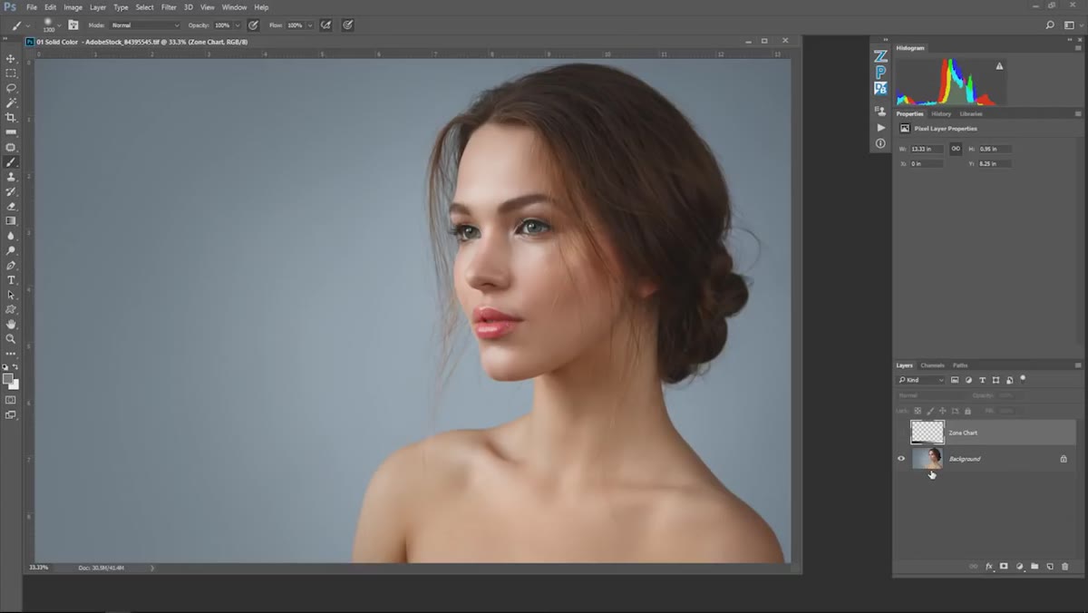 Adjustment layer menu open with Solid Color Fill highlighted