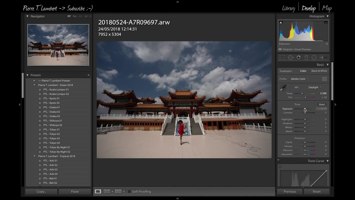 Exposure slider being raised slightly in the Basic panel