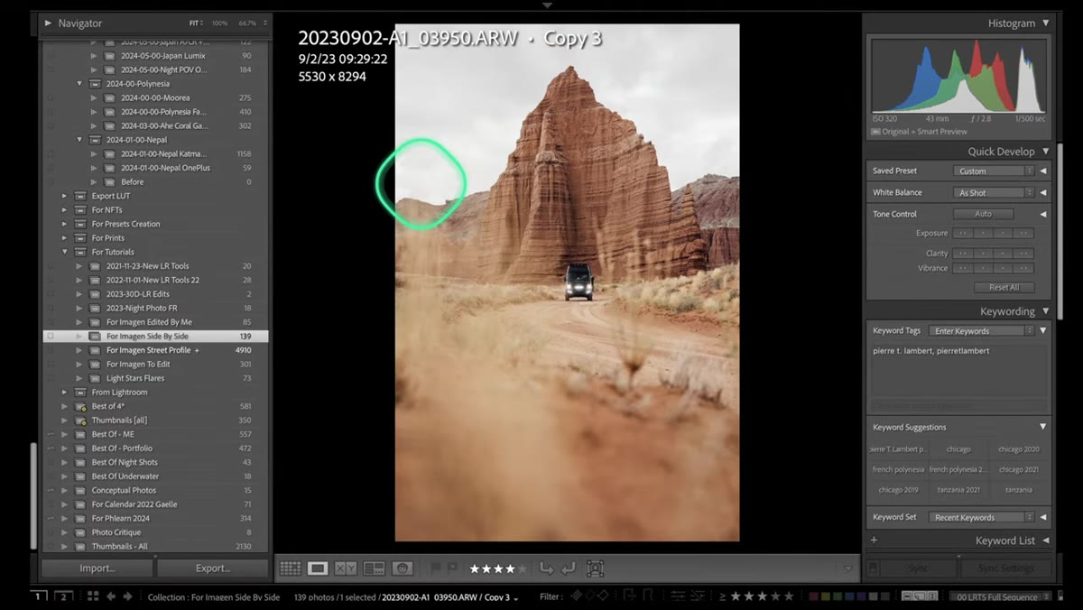 Side-by-side comparison of AI-edited and manually edited landscape photos