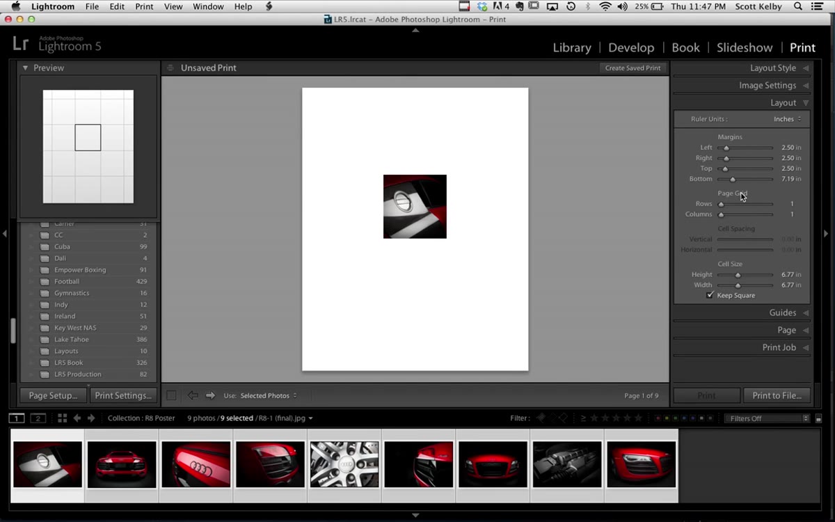 Page Grid section showing 3 rows and 3 columns set with spacing sliders