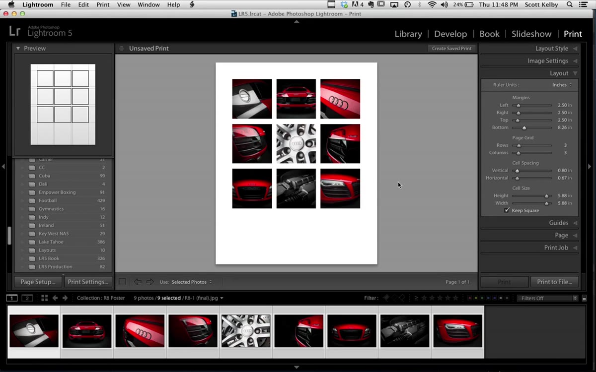 Drag-and-drop rearranging of photos within the contact sheet grid