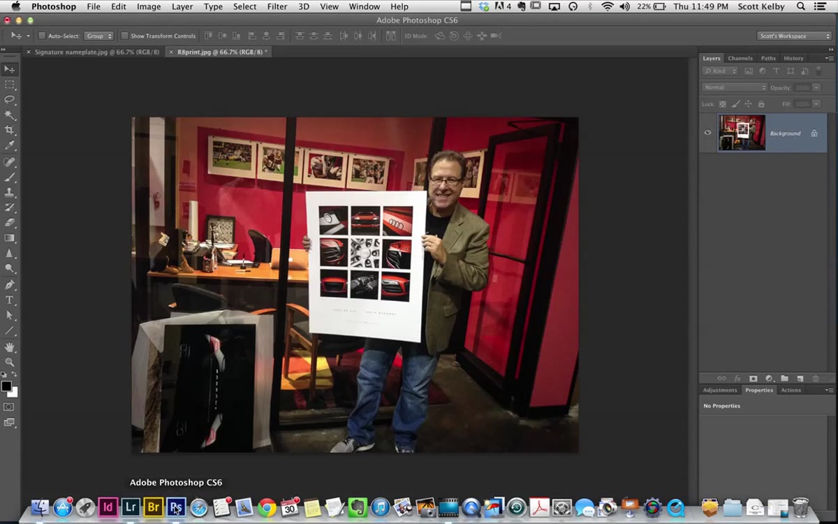 Photoshop with Type tool active, text being placed on exported poster