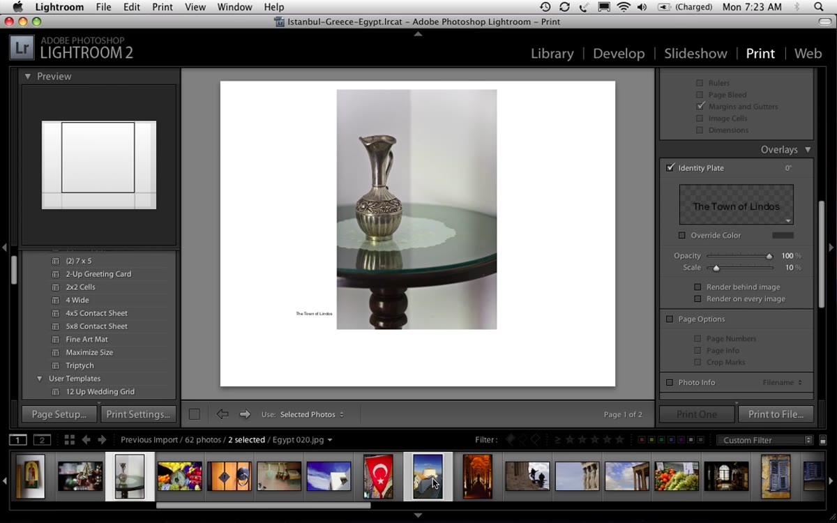 Print module showing two-column layout with two photos side by side