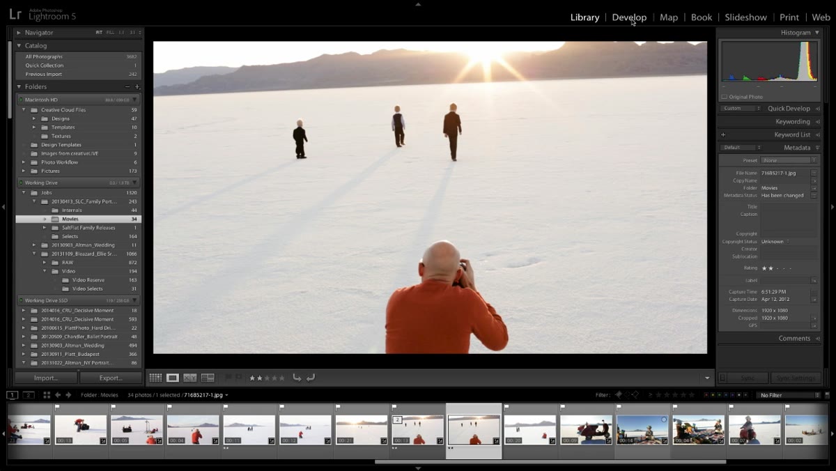 Develop module open on the JPEG with tone curve active