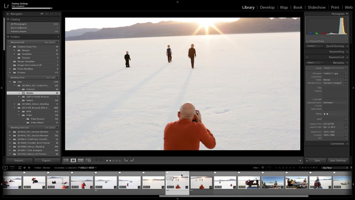Video clip in Library module playing back with grade applied