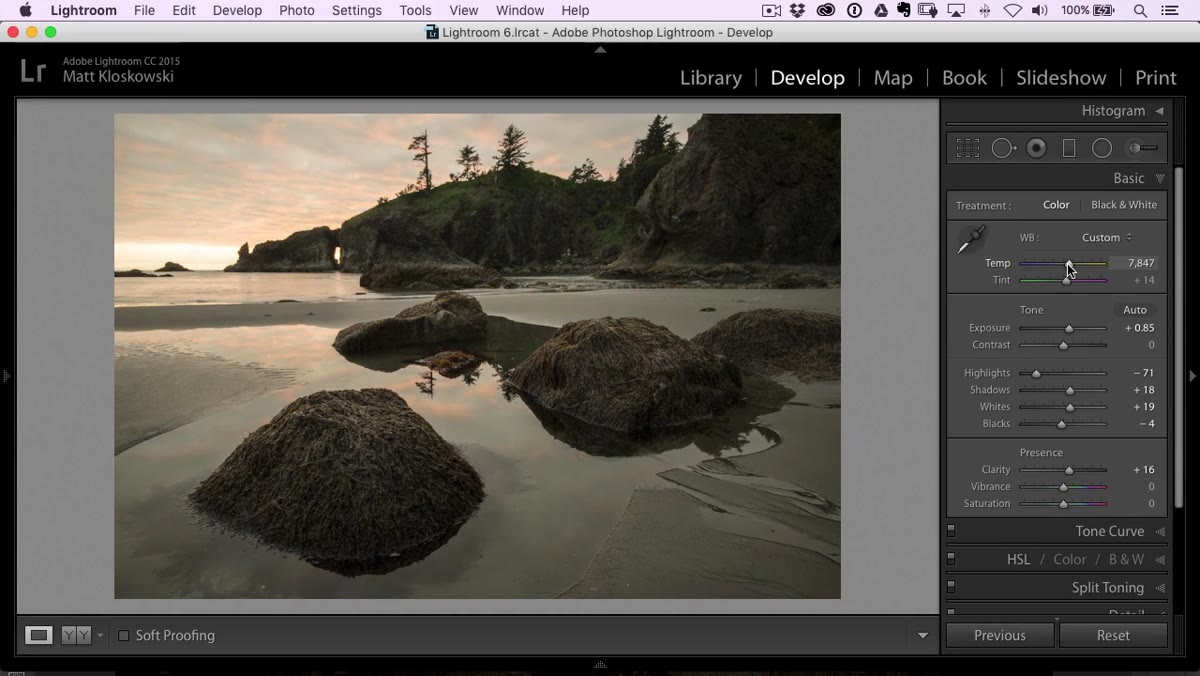 Temperature slider moved right toward warm tones
