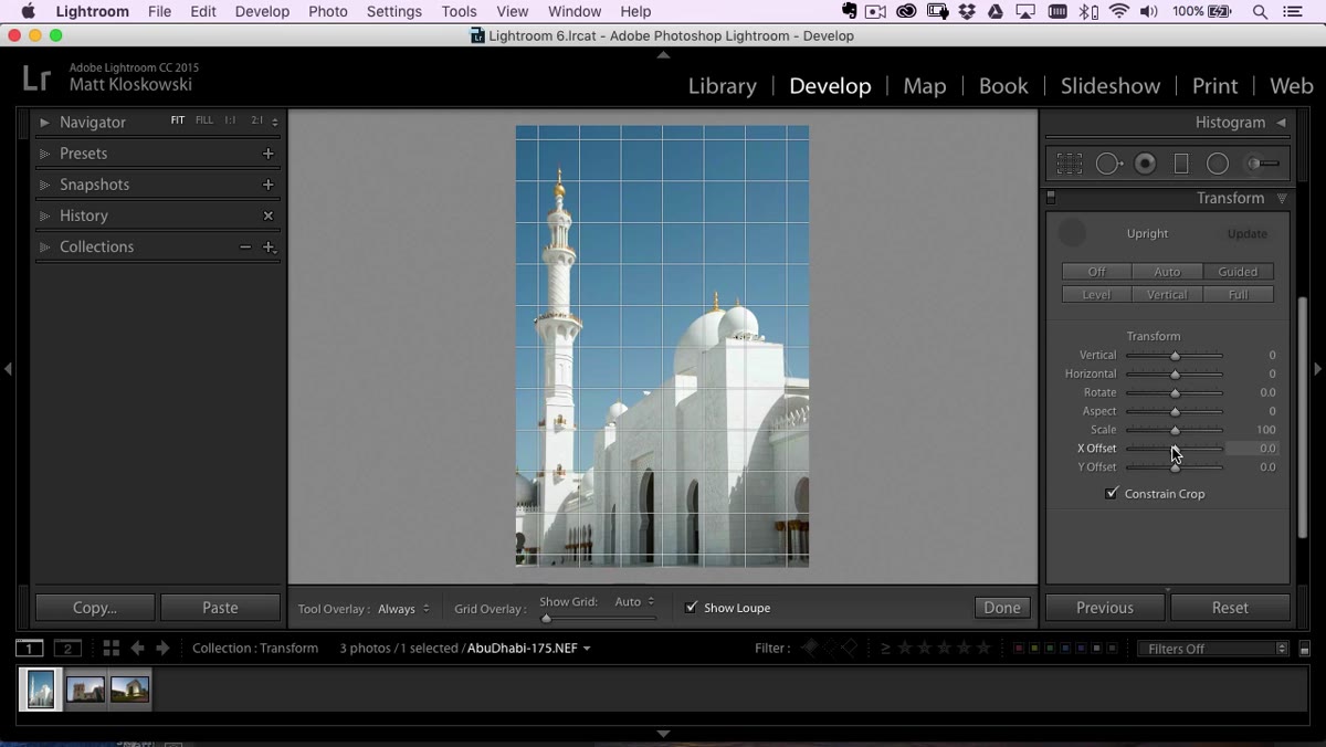 Y Offset slider being dragged to reveal bottom of building frame