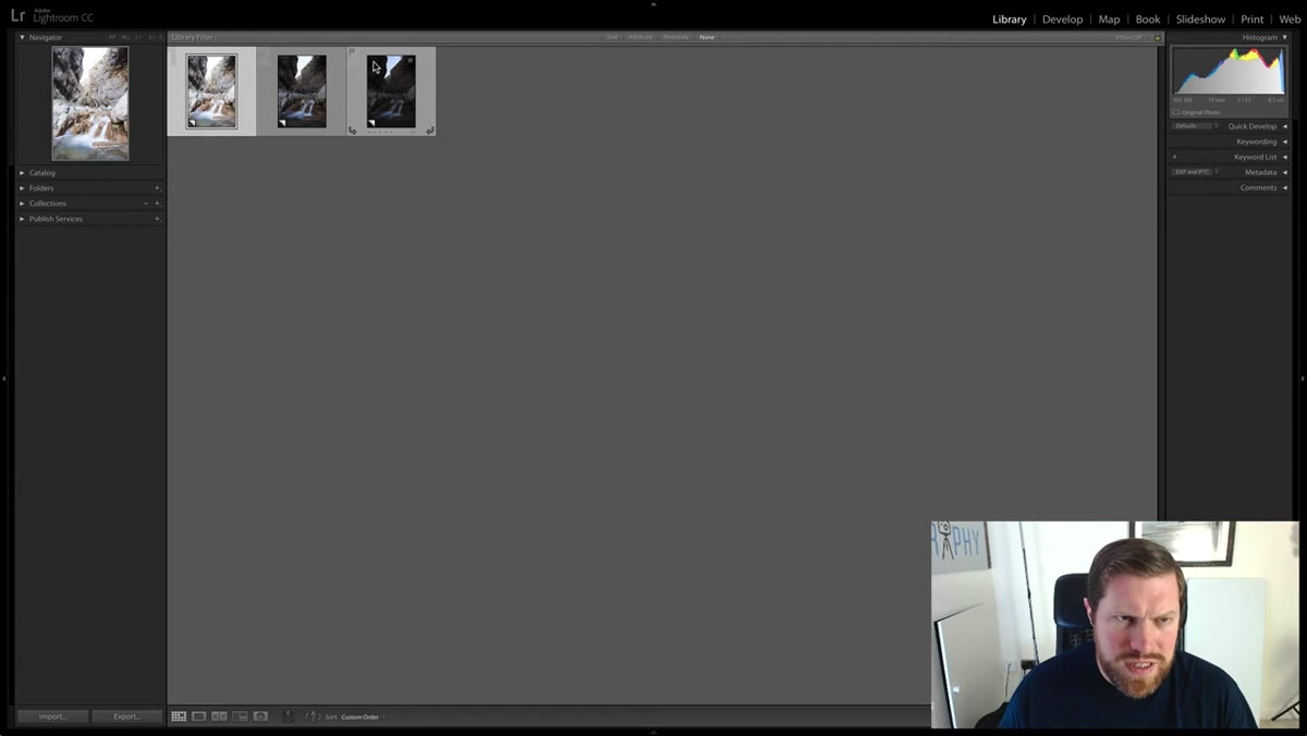 Right-click menu showing Photo Merge HDR option in Lightroom