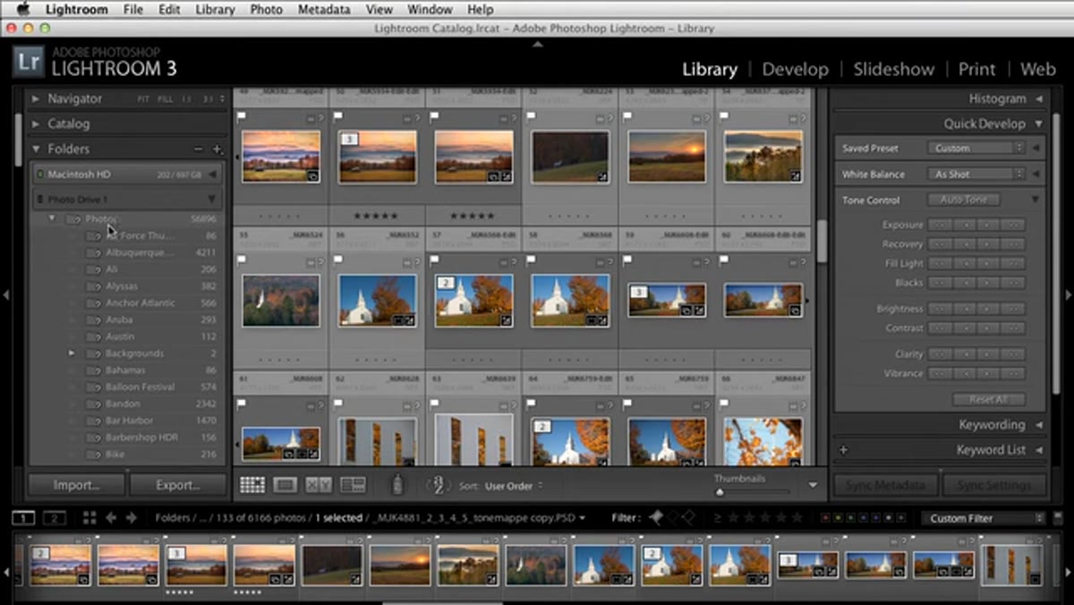 Single top-level Photos folder visible in Lightroom panel