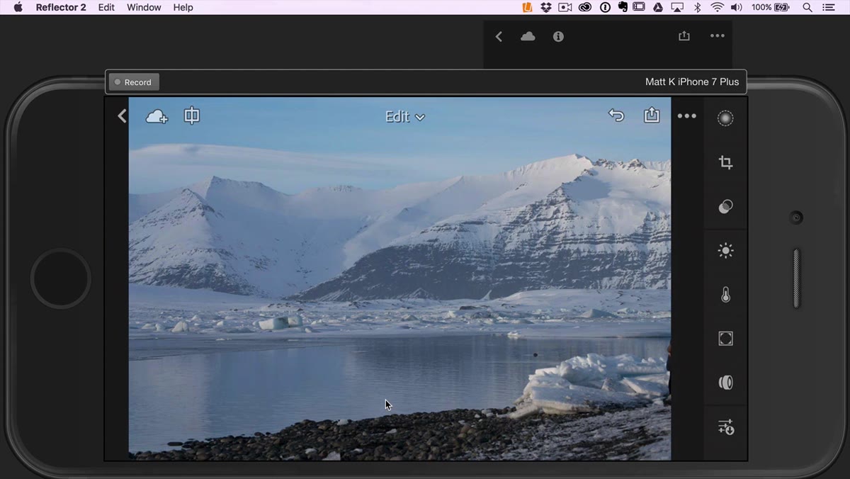 Photo open in Lightroom Mobile in portrait orientation