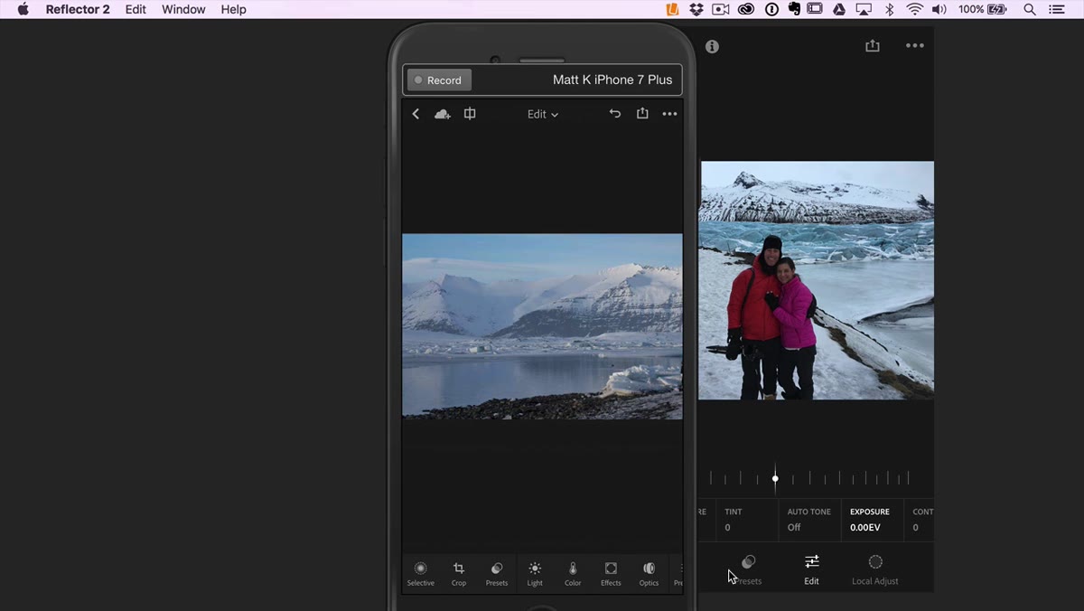 Crop tool panel open showing lock, straighten, rotate, and flip options