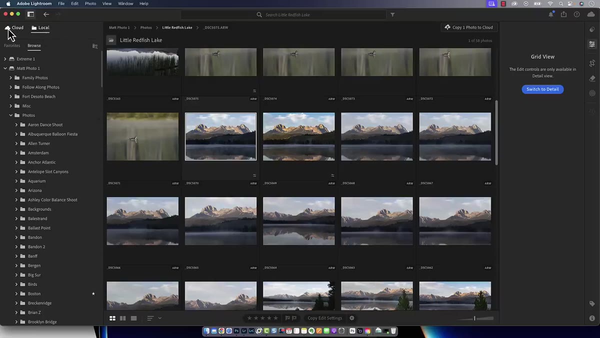 Folder contents displayed in Lightroom local browse view