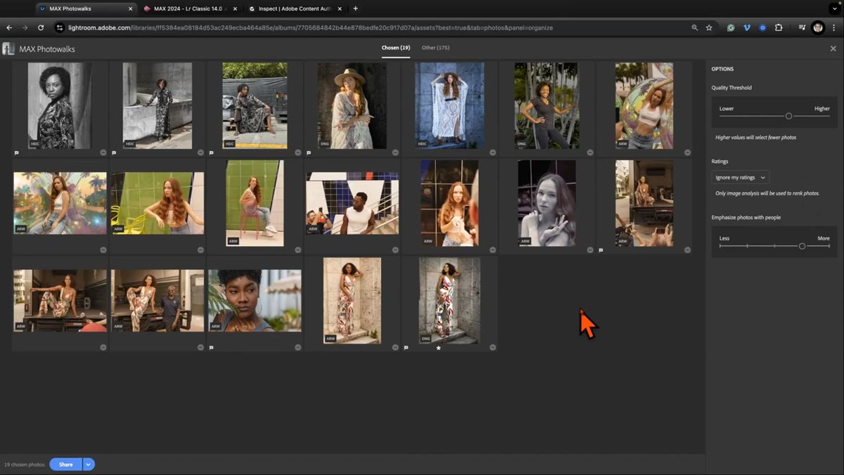 Grid of AI-selected best photos from the photo walk album
