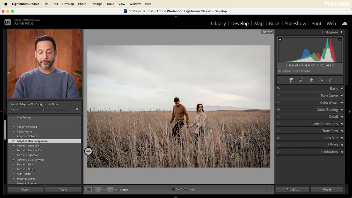 Before and after view using backslash key toggle