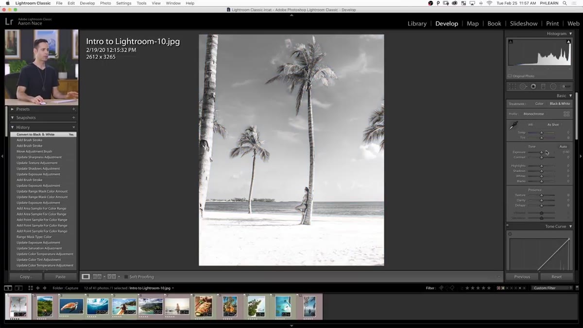 Adjusting contrast, highlights, shadows, and whites in the Basic panel