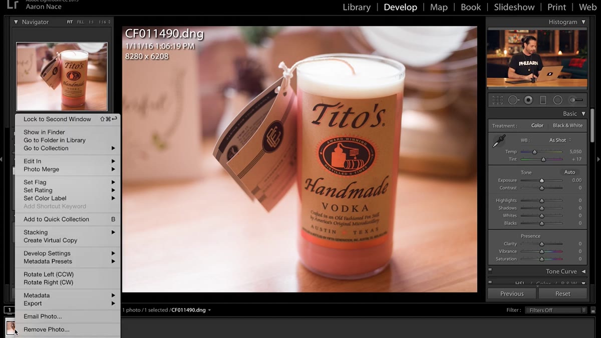 Right-click context menu showing Create Virtual Copy option