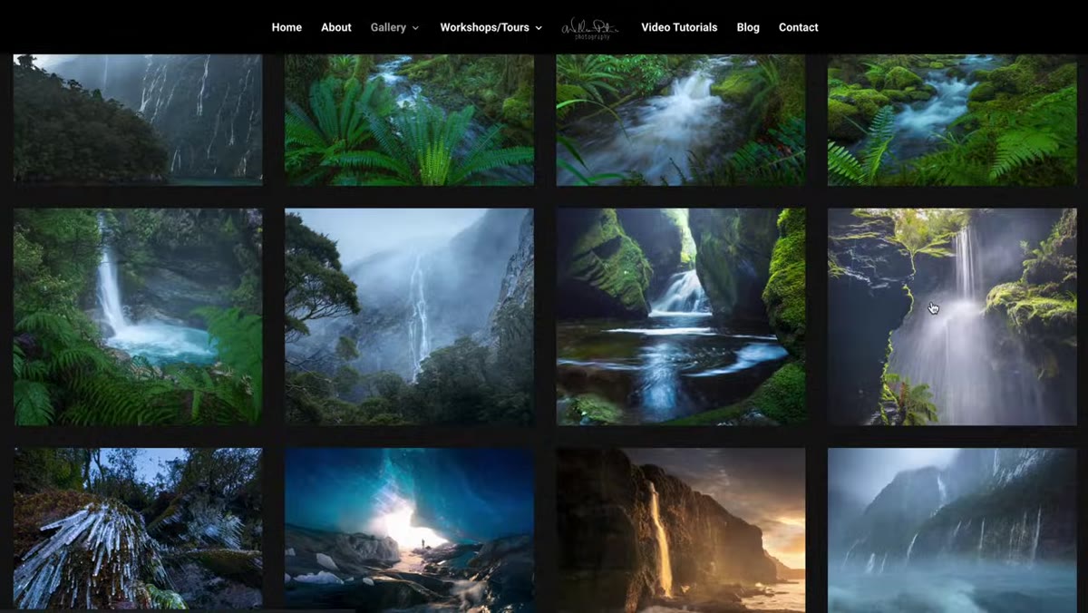Reviewing previous waterfall photos on a website