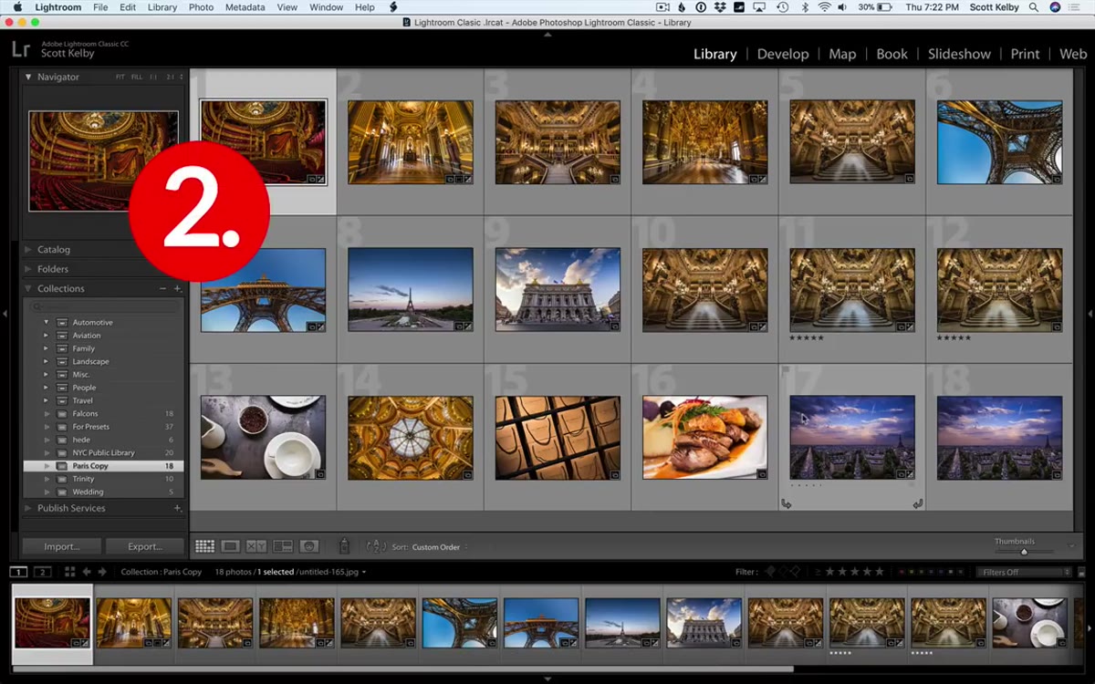 Lightroom library showing a collection of images in the filmstrip