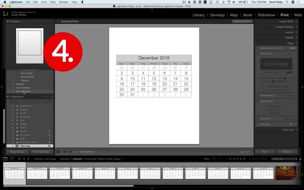 Lightroom template panel showing right-click menu with &ldquo;New Folder&rdquo; option