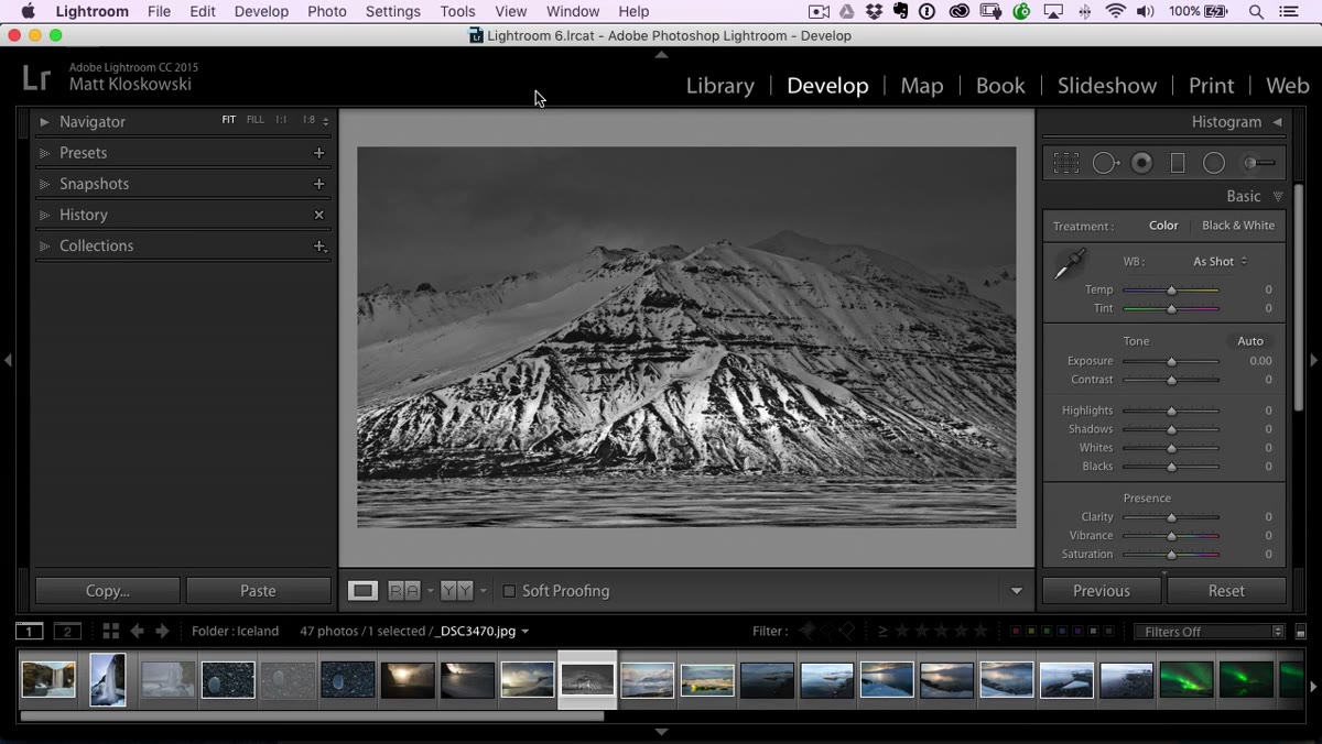 Develop module open with toolbar visible at bottom