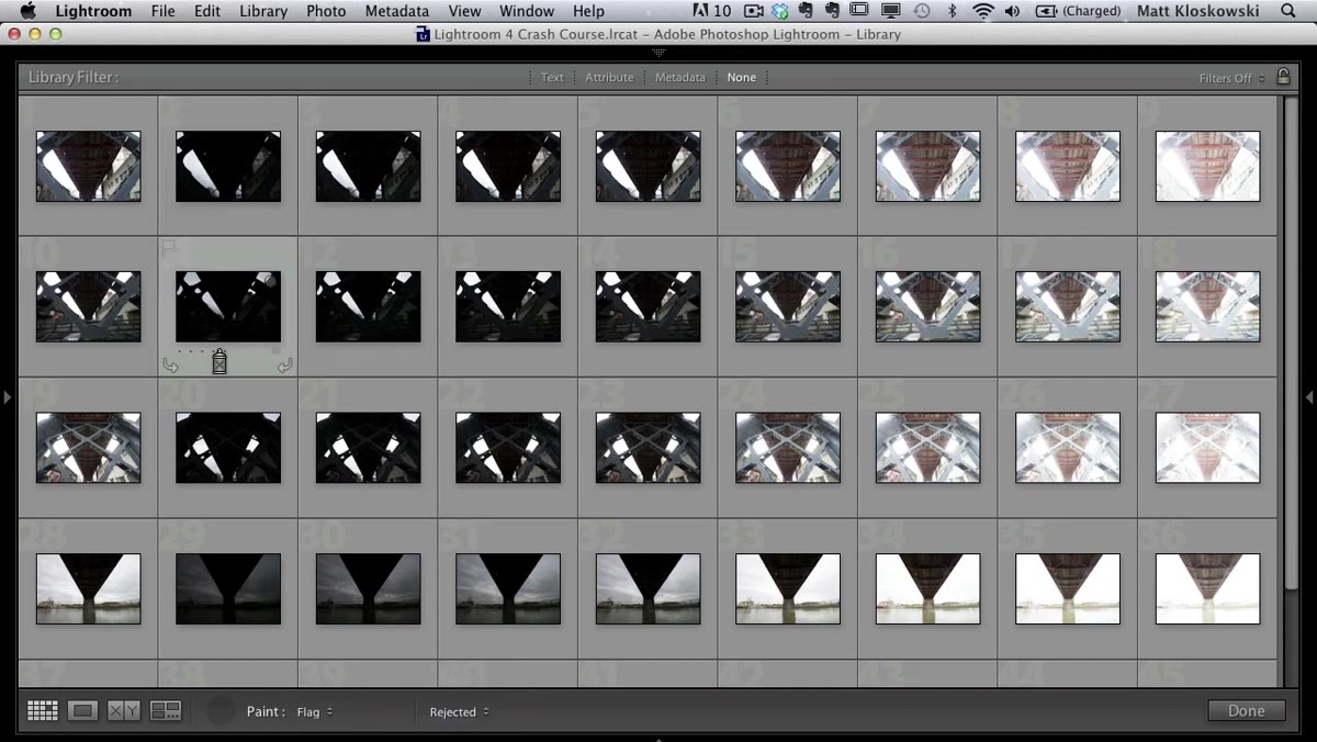 Reviewing bracket frames to decide which to keep or reject