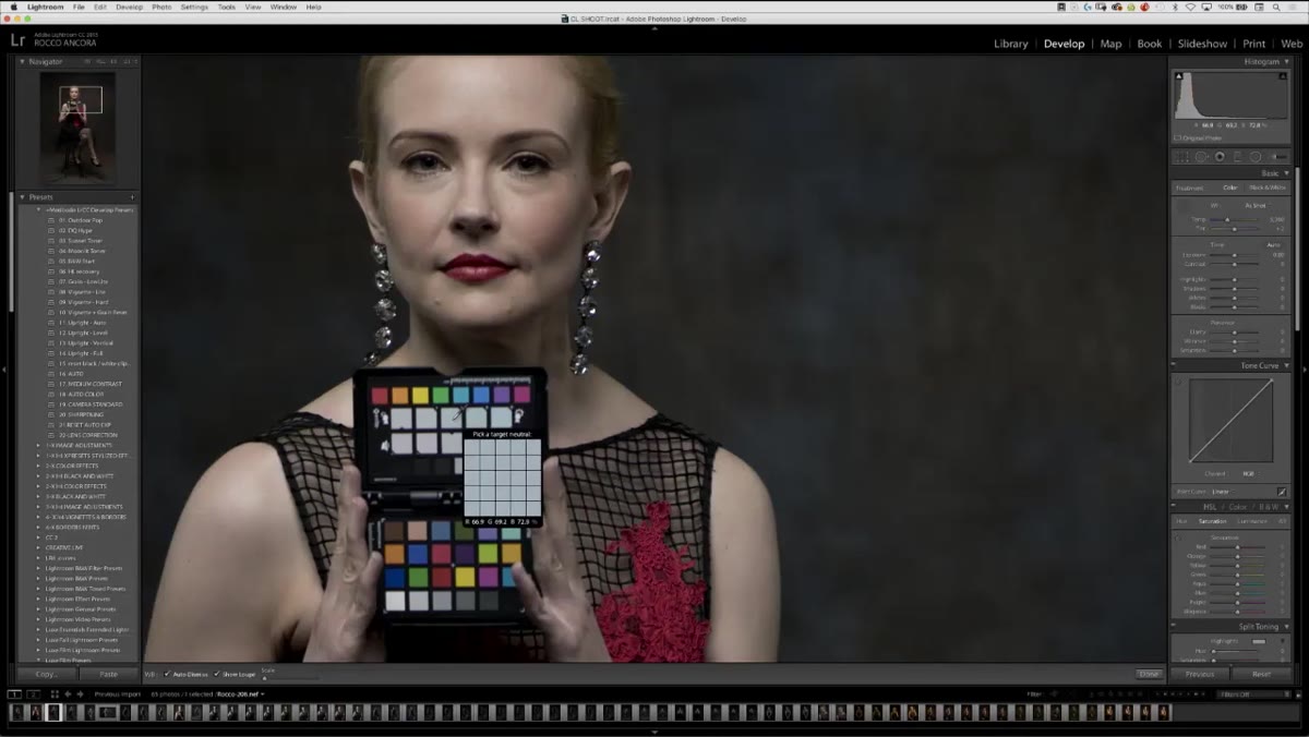 Clicking the midpoint on the color checker card in Develop module