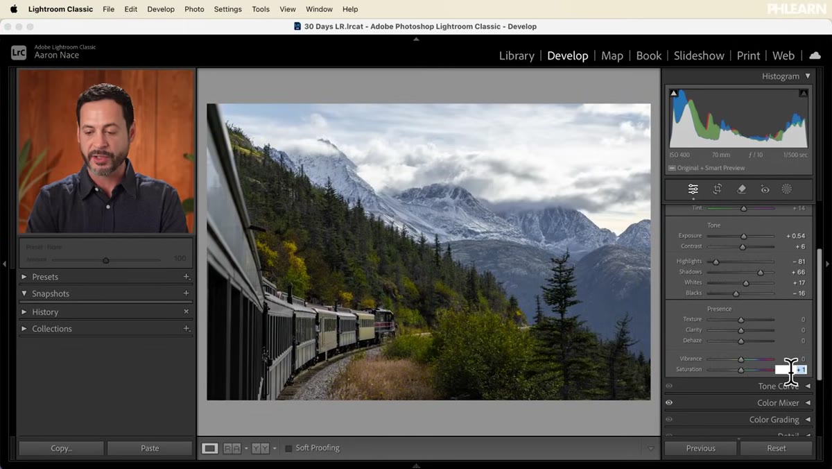 Vibrance and Saturation sliders being dragged back to zero