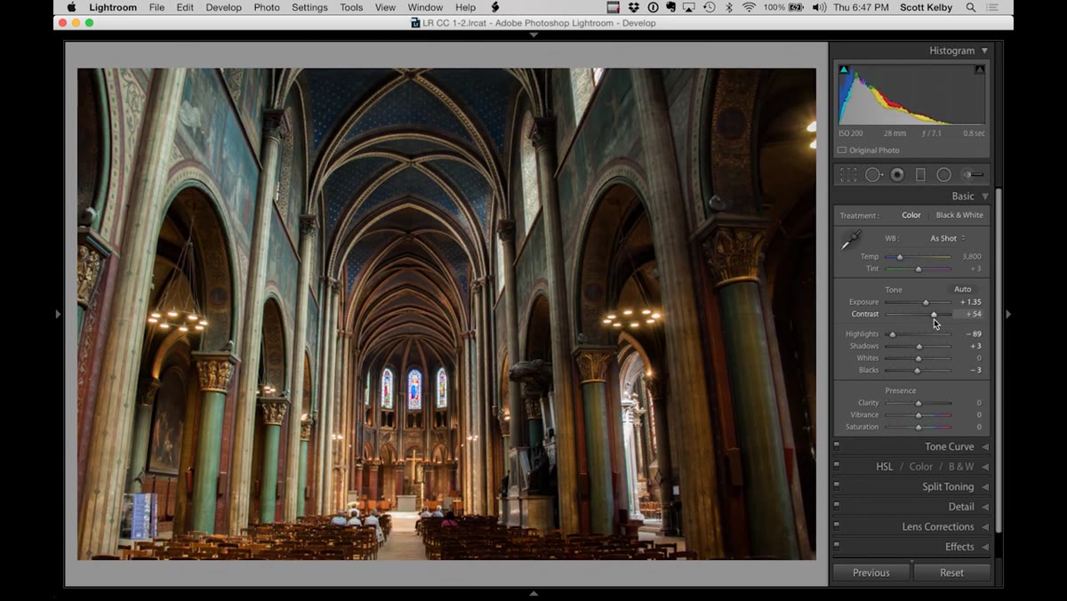 Contrast slider increased, image gaining depth and dimension