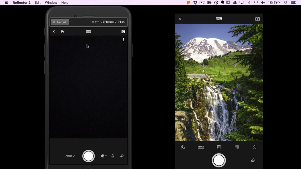 Side-by-side comparison of old and new Lightroom Mobile camera UI
