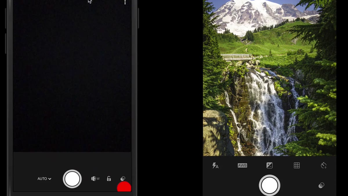 Filter icon visible in the camera controls row at the bottom
