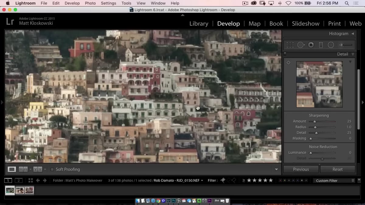 Image zoomed to 100% with sharpening Amount slider raised