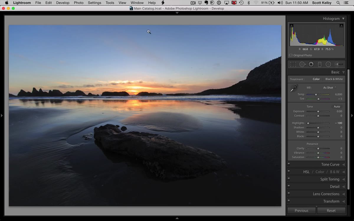 Shadows slider raised to brighten foreground elements