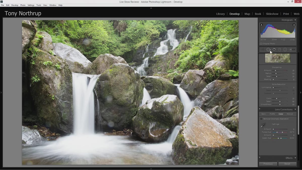 Spot removal tool selected in the Lightroom toolbar
