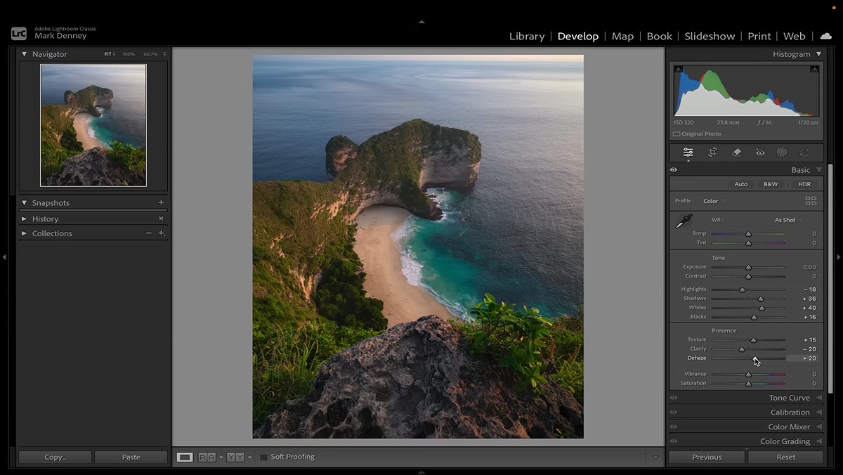 Dehaze slider being increased in the Effects panel