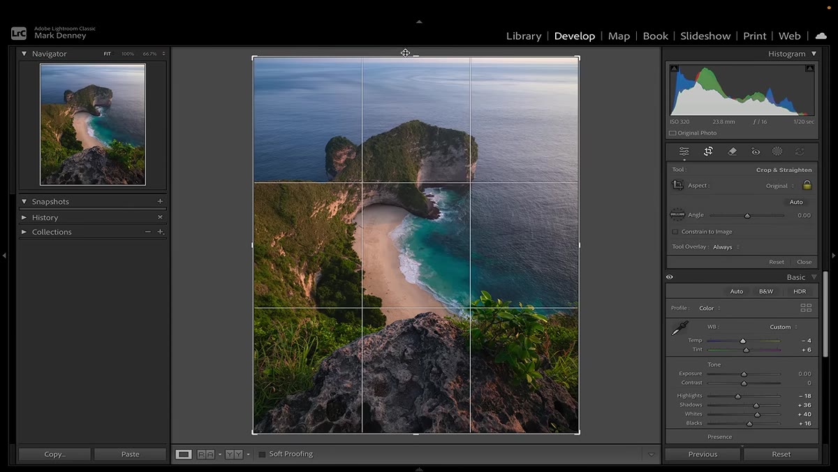 Crop tool removing sky sliver from top of frame
